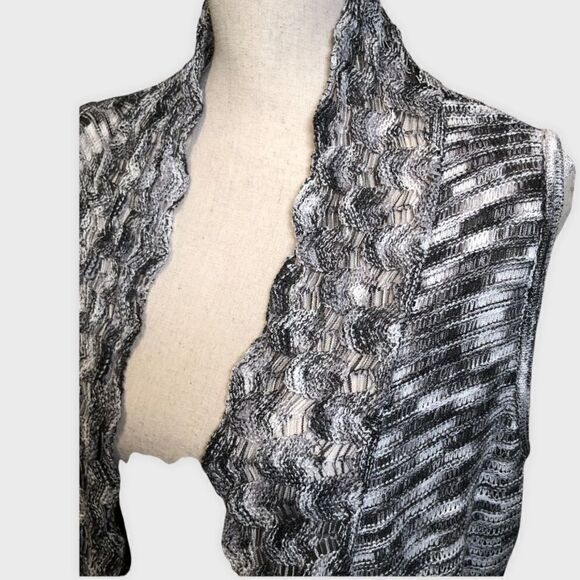 Crocheted Open Drape Front Sweater Vest - Picture 2 of 10